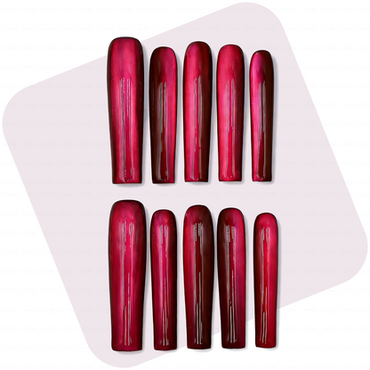 Cat Eye Chrome – Multi-Color Long Square Press-Ons with Magnetic Cat Eye Finish
