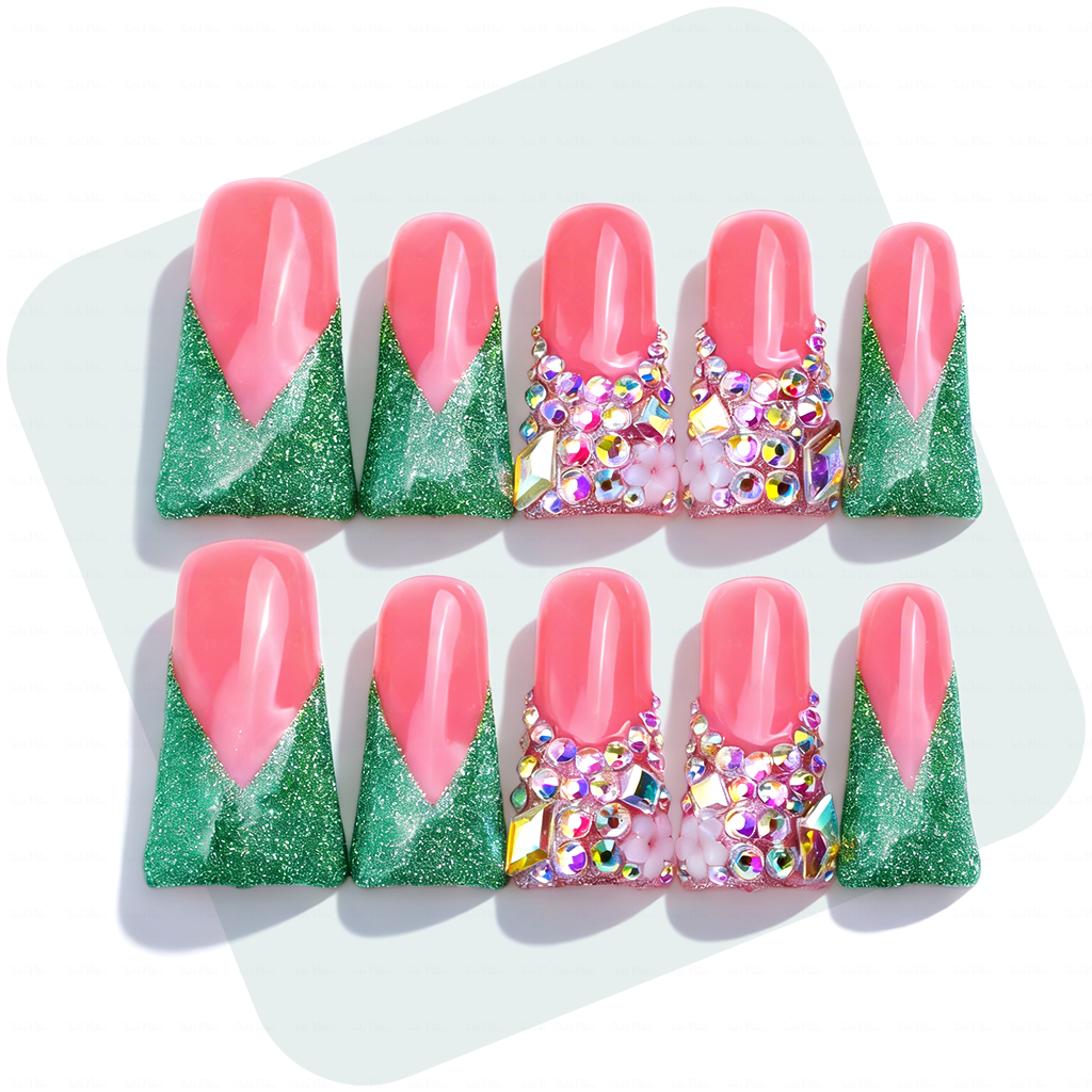 Handmade Long Duck Bill Press On Nails Reusable Full Cover False Nails for Women