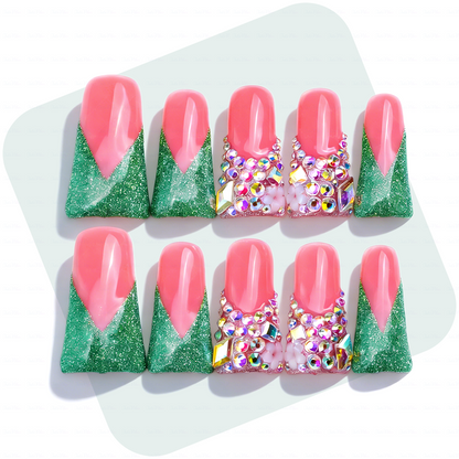Handmade Long Duck Bill Press On Nails Reusable Full Cover False Nails for Women