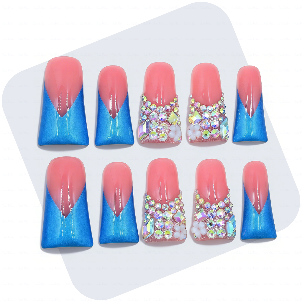 Handmade Long Duck Bill Press On Nails Reusable Full Cover False Nails for Women