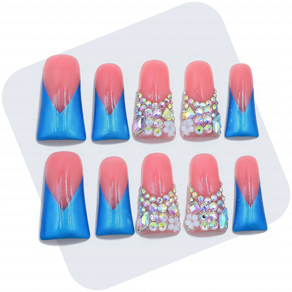 Handmade Long Duck Bill Press On Nails Reusable Full Cover False Nails for Women
