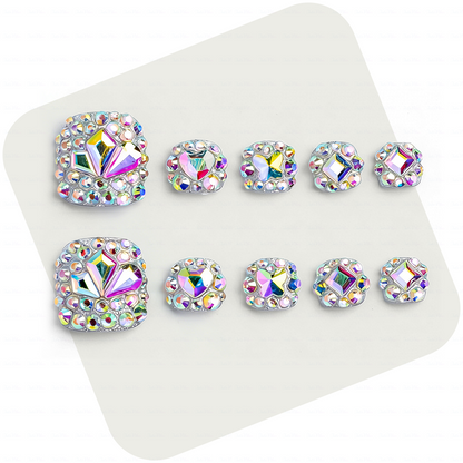 Iridescent Crystal Hand & Foot Set –Ons with Holographic Crystal Accents