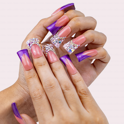 Handmade Long Duck Bill Press On Nails Reusable Full Cover False Nails for Women