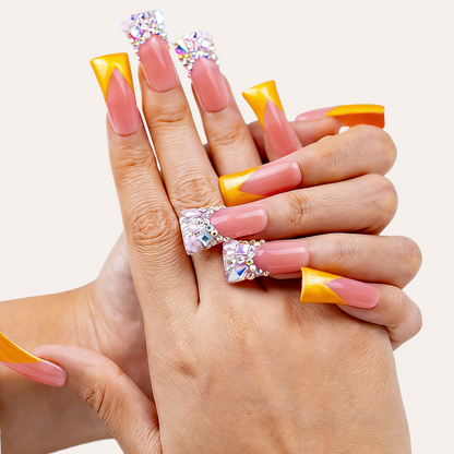 Handmade Long Duck Bill Press On Nails Reusable Full Cover False Nails for Women