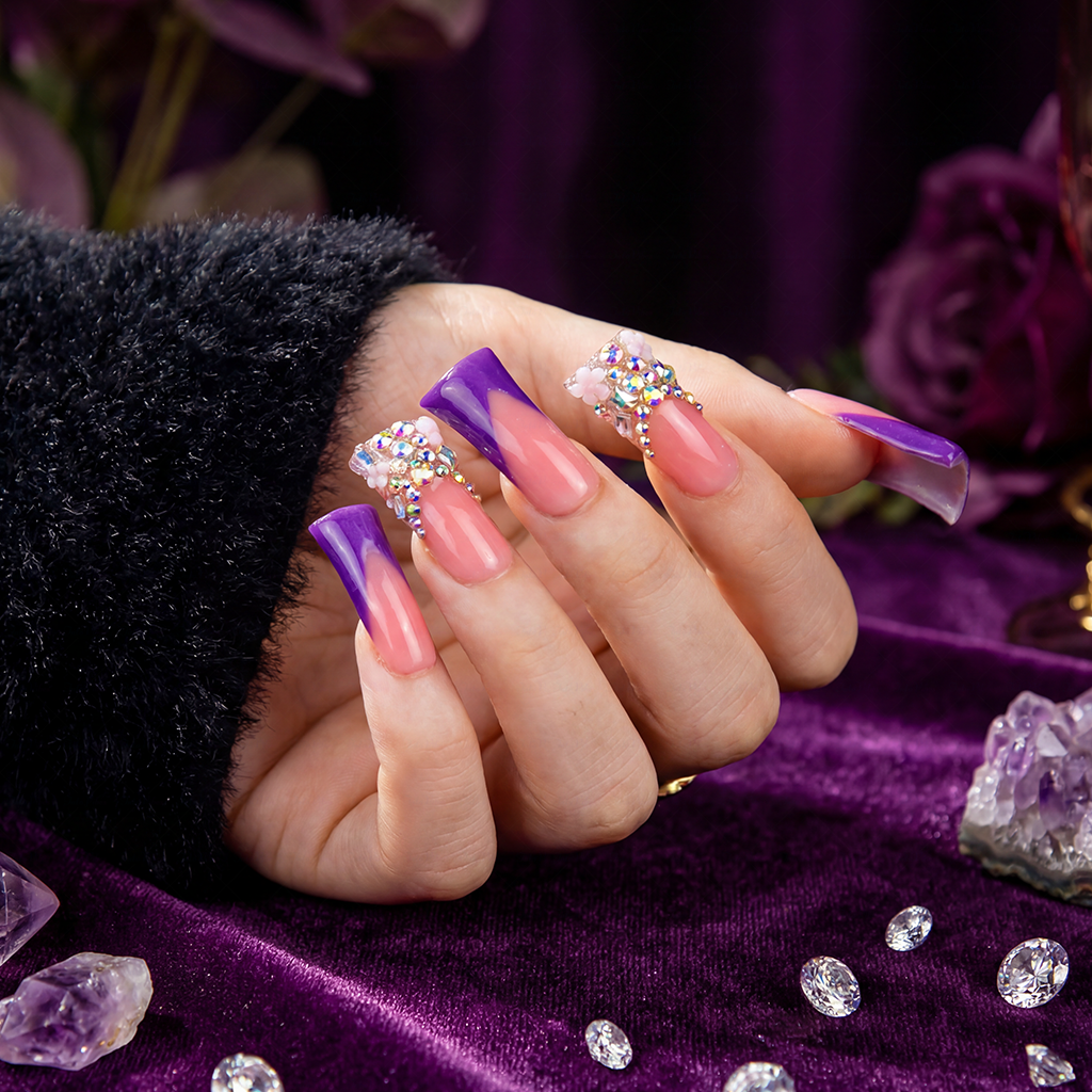 Handmade Long Duck Bill Press On Nails Reusable Full Cover False Nails for Women