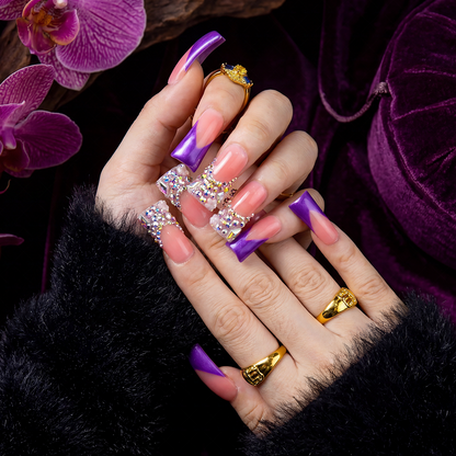 Handmade Long Duck Bill Press On Nails Reusable Full Cover False Nails for Women