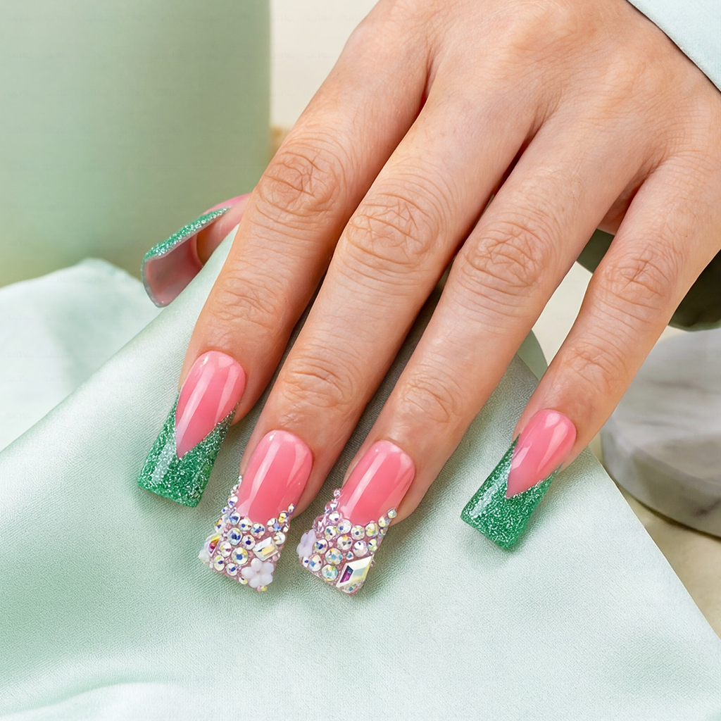 Handmade Long Duck Bill Press On Nails Reusable Full Cover False Nails for Women