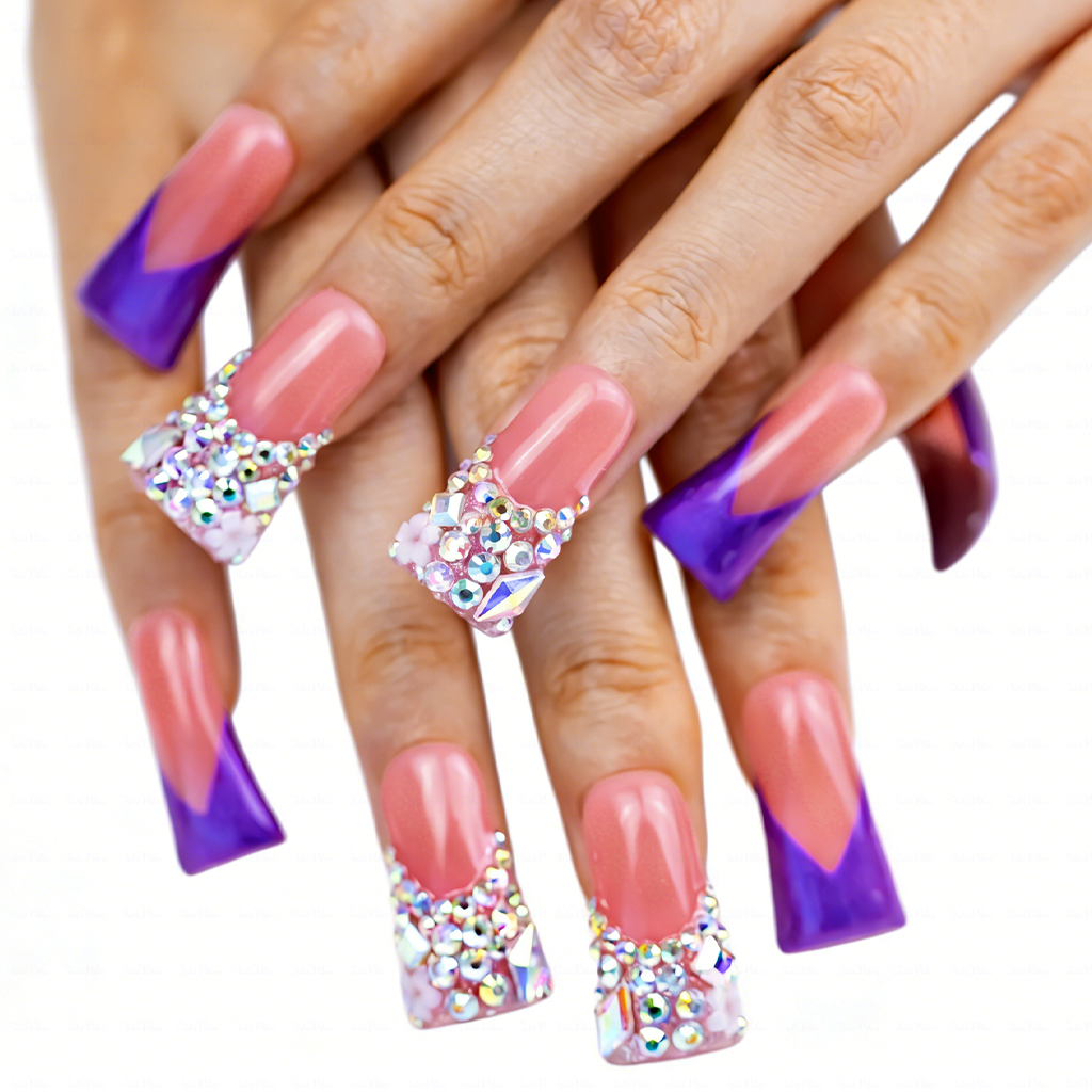 Handmade Long Duck Bill Press On Nails Reusable Full Cover False Nails for Women