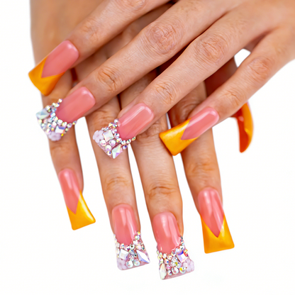 Handmade Long Duck Bill Press On Nails Reusable Full Cover False Nails for Women
