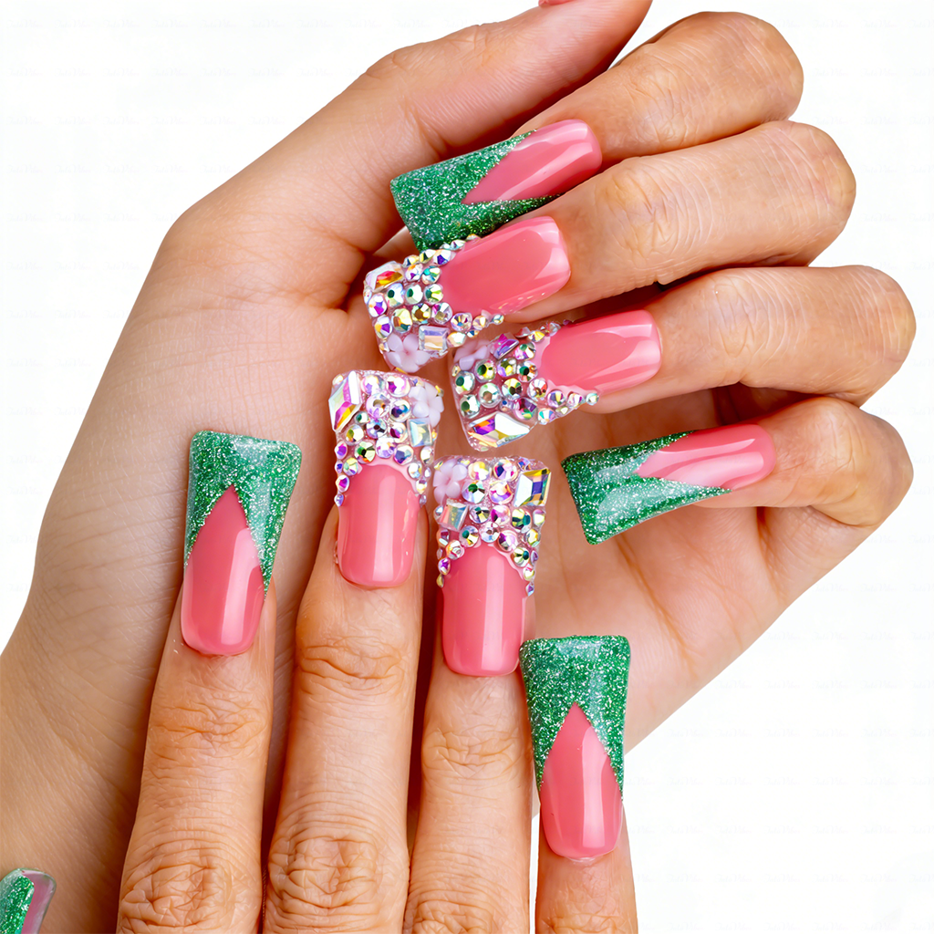 Handmade Long Duck Bill Press On Nails Reusable Full Cover False Nails for Women