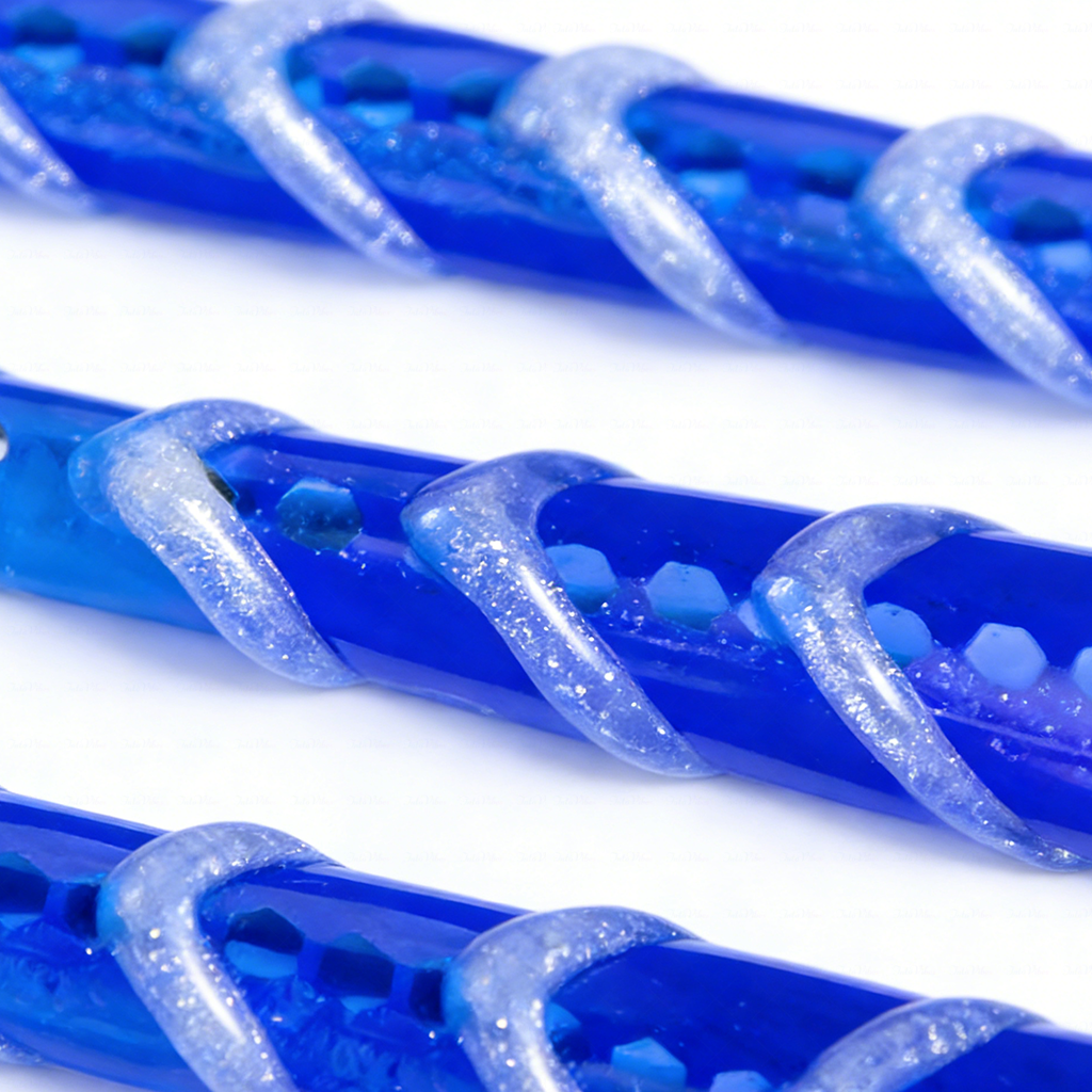Ice Vortex – Cobalt Blue Stiletto Press-Ons with Silver Swirls