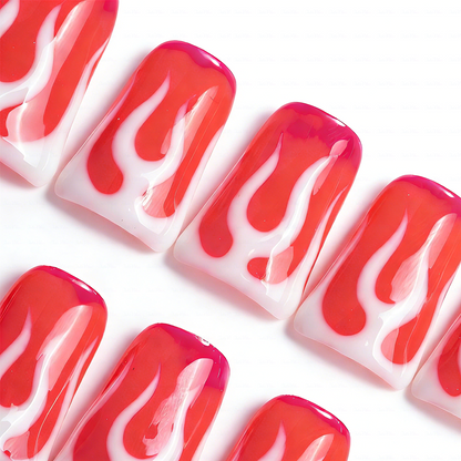 Pink Flame – Short Duck Press-Ons with Bold Flame Art