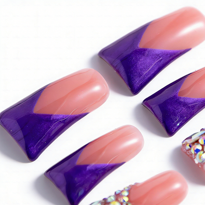 Handmade Long Duck Bill Press On Nails Reusable Full Cover False Nails for Women