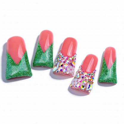 Handmade Long Duck Bill Press On Nails Reusable Full Cover False Nails for Women
