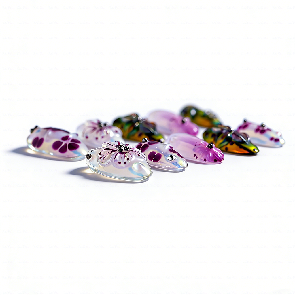 Aurora Flora – Iridescent Purple Medium Almond Press-Ons with 3D Floral & Chameleon Metallic Accents