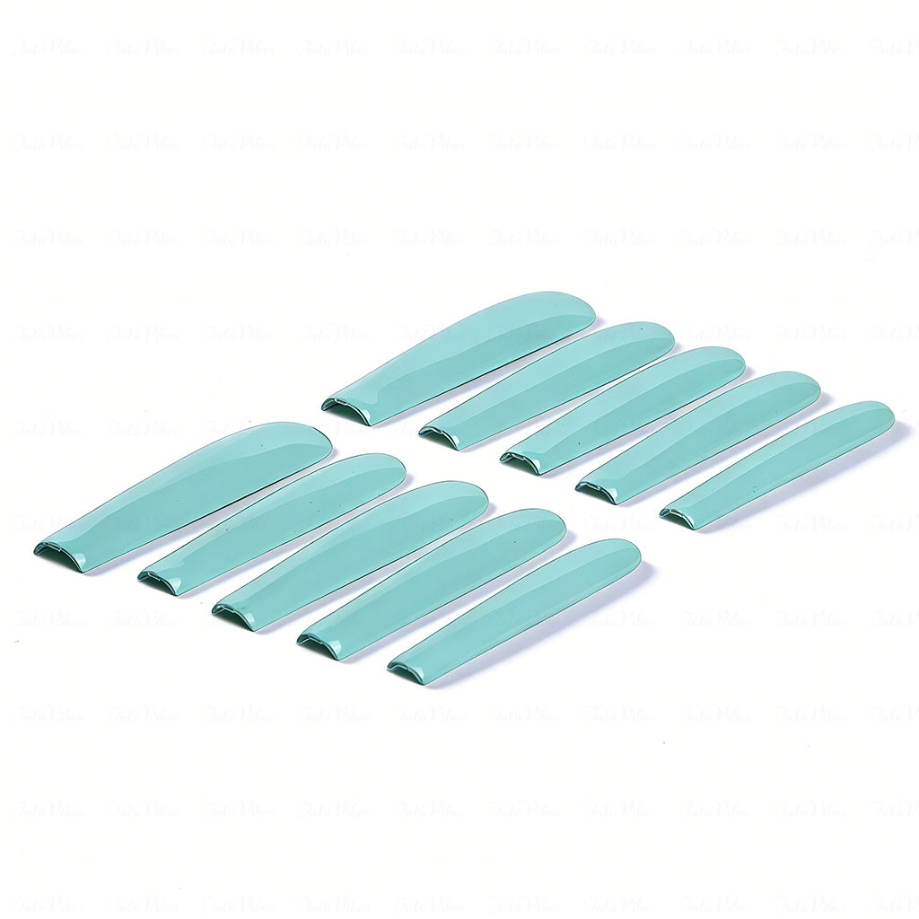 Tiffany Blue – Light Blue Long Square Press-Ons with High Gloss Solid Finish