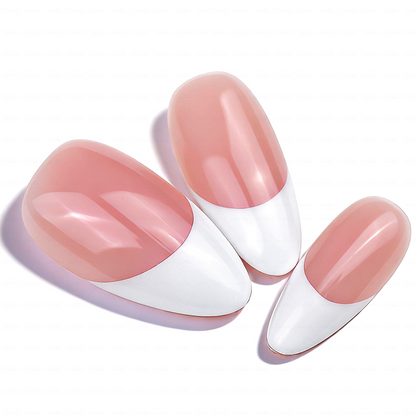Pearl Elegance – Medium Almond Press-Ons with Pearl Clusters
