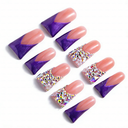 Handmade Long Duck Bill Press On Nails Reusable Full Cover False Nails for Women
