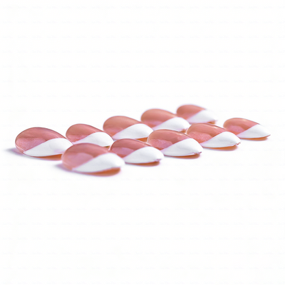 Nude Shimmer French – Soft Nude Pink Short Almond Press-Ons with Classic White French Tips