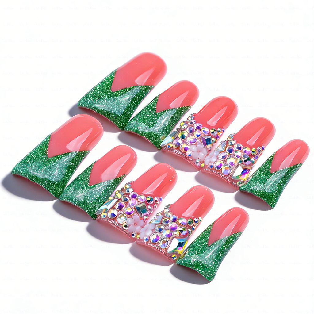 Handmade Long Duck Bill Press On Nails Reusable Full Cover False Nails for Women