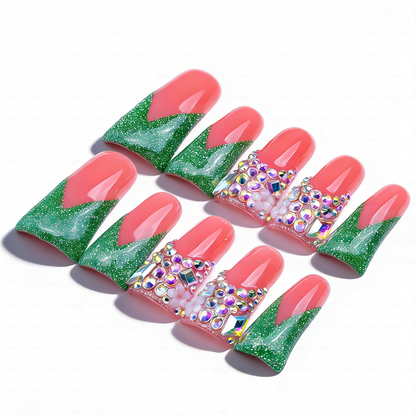 Handmade Long Duck Bill Press On Nails Reusable Full Cover False Nails for Women